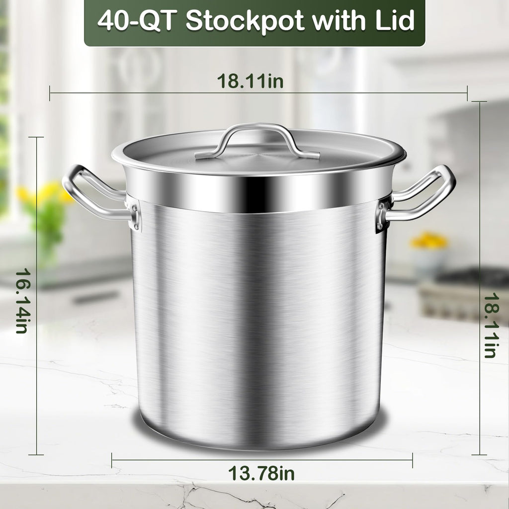 40QT Stainless Steel Stockpot with Lid J434114