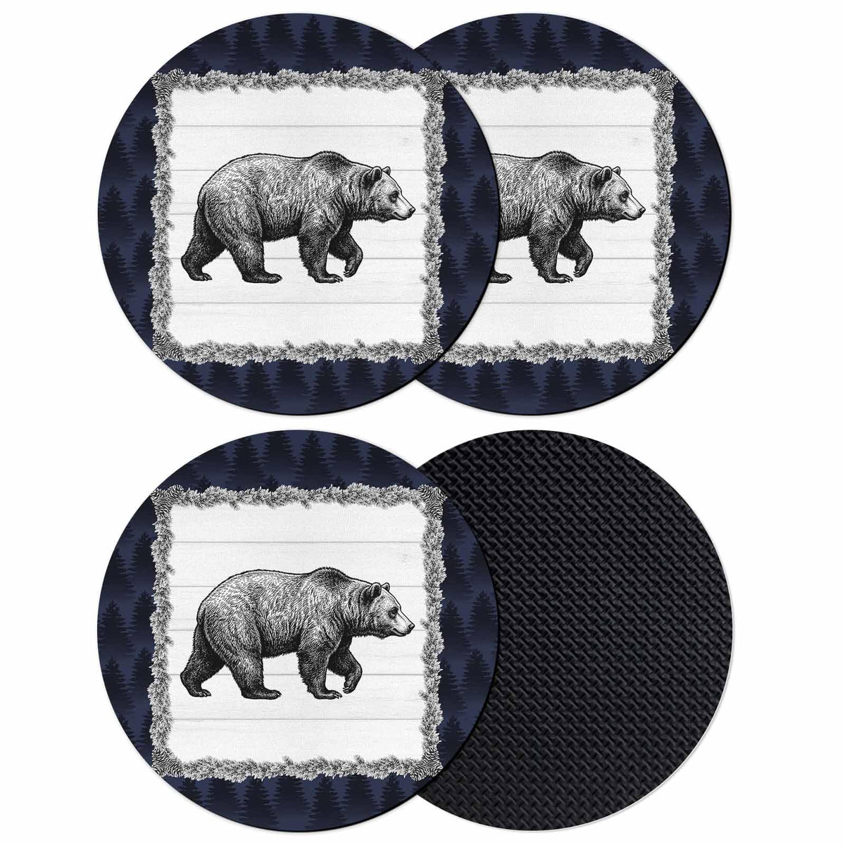 Black White Bear Coasters Set of 4 U7817