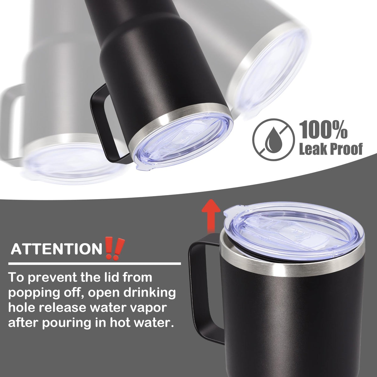 20 oz Black Tumbler with Handle and Lid Z386