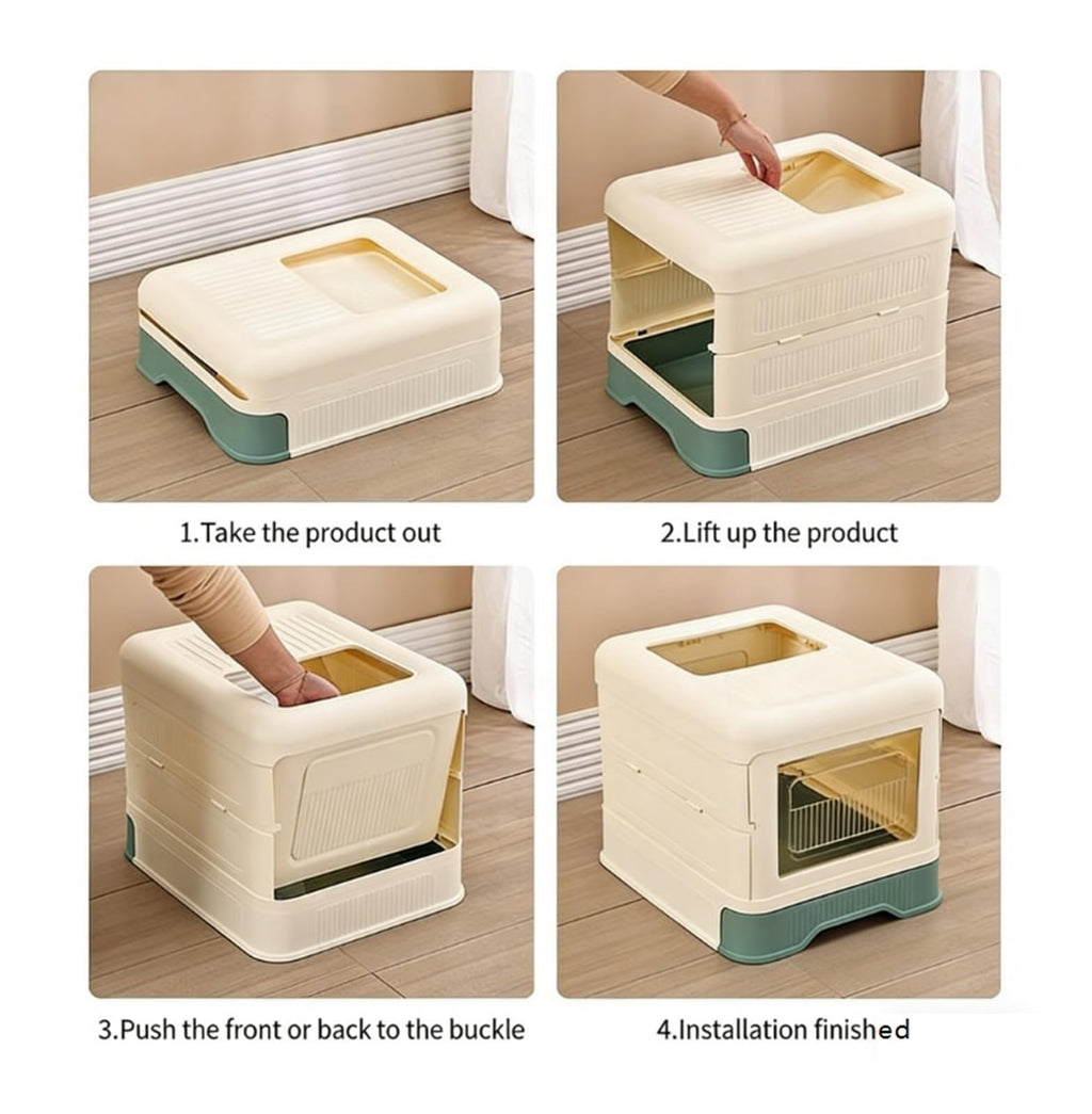 Fully Enclosed Cat Litter Box with Lid and Drawer F89308