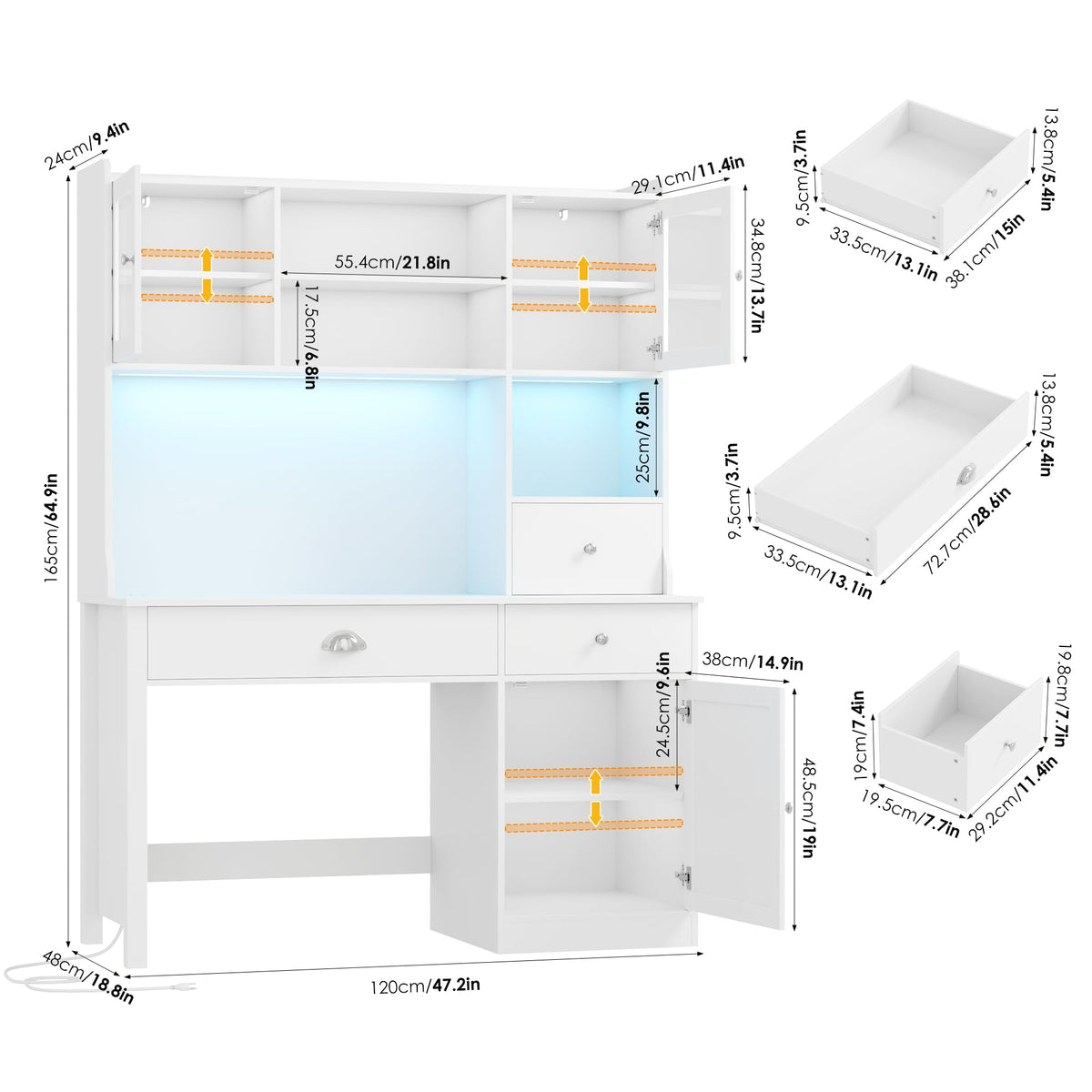 Computer Desk with Hutch and Power Outlet J959338