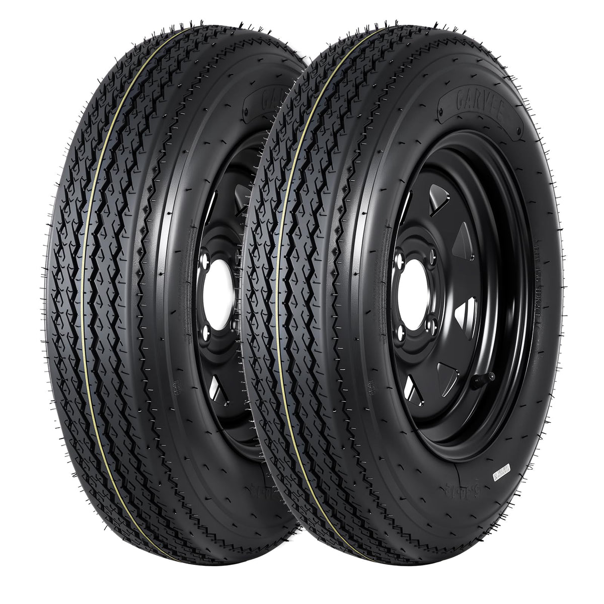 2-Pack Trailer Tire On Rim 5.30-12 4 Lug 12 in Wheels Load Range C Black F838904