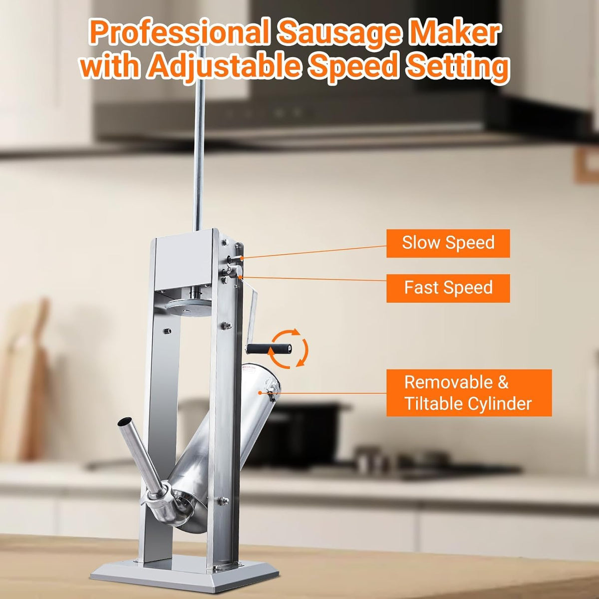 15L Sausage Stuffer with 5 Stainless Steel Tubes R7623