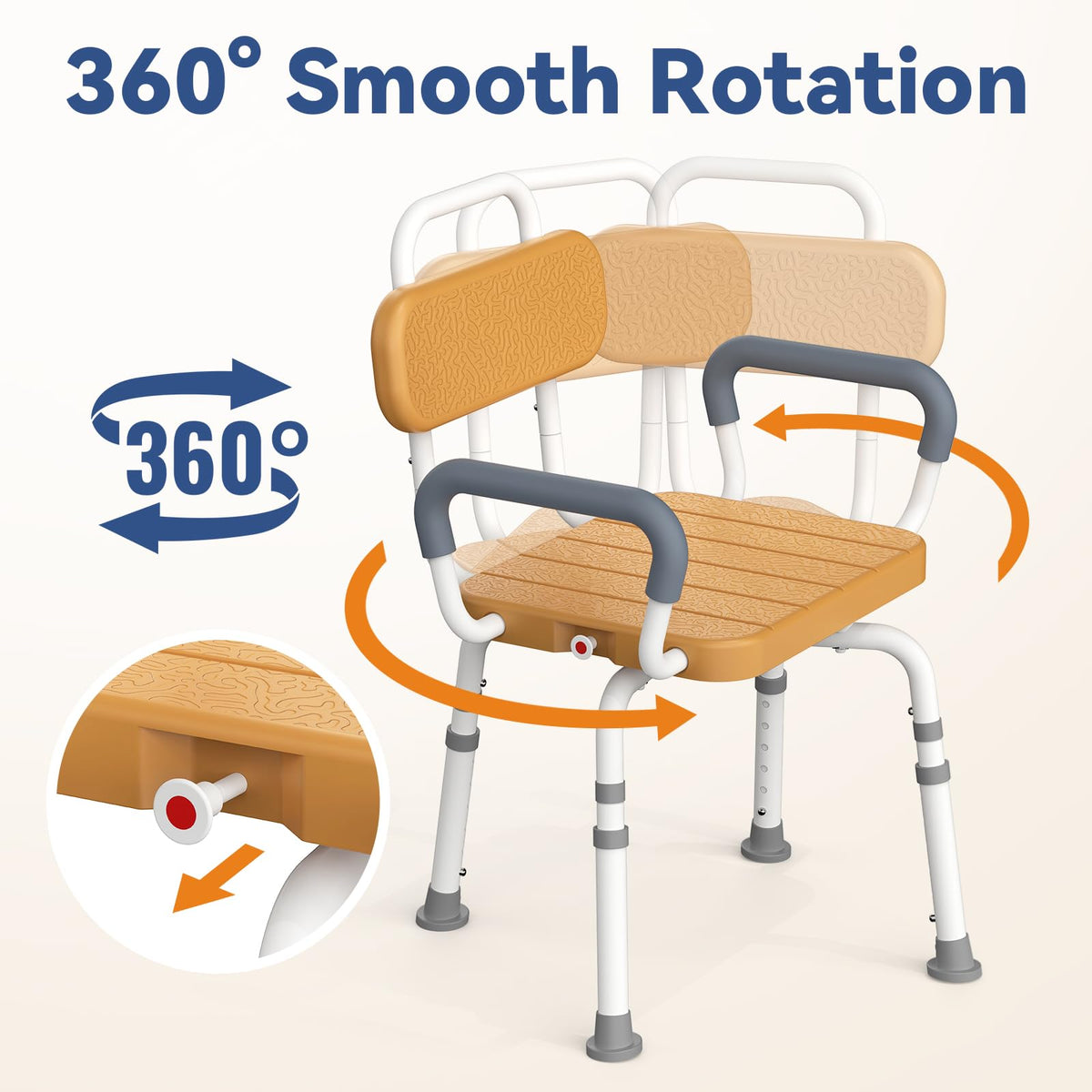 Swivel Shower Chair with Removable Arms & Back G359