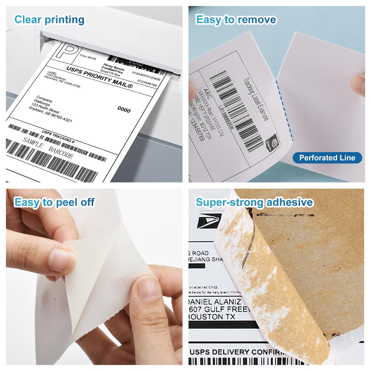 4 x 6 White Perforated Direct Thermal Labels, 1000 per Stack Y58743