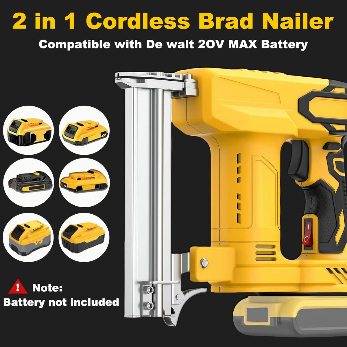 2 in 1 Cordless Brad Nailer 18 Gauge Electric Nail Gun V933