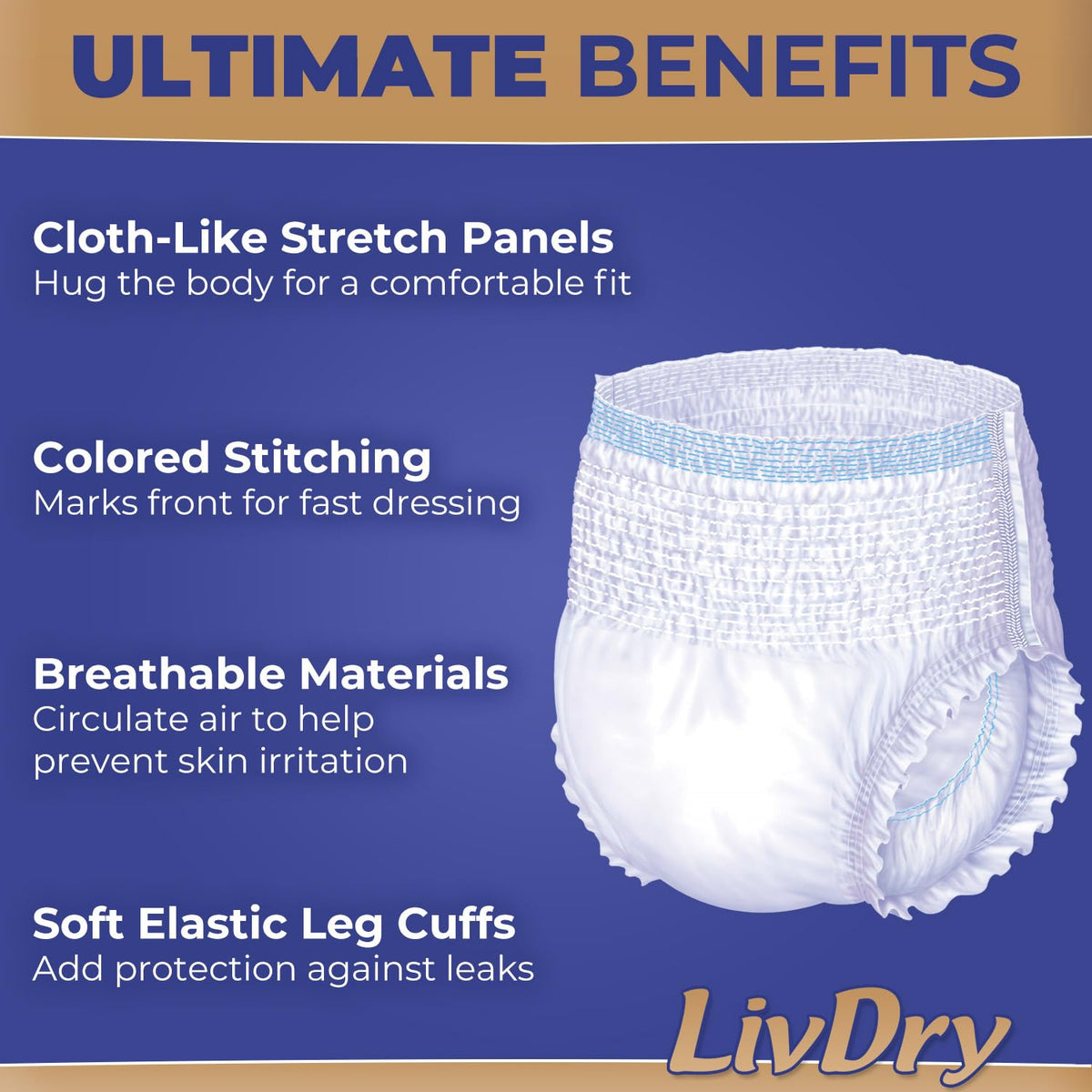 Adult Incontinence Underwear, Medium, 17-Pack H91483
