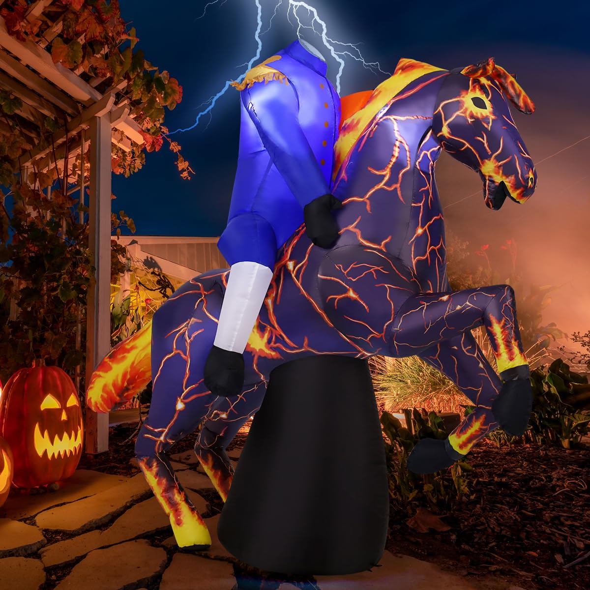 6FT Halloween Inflatables Headless Horseman with Built-in LEDs M146165