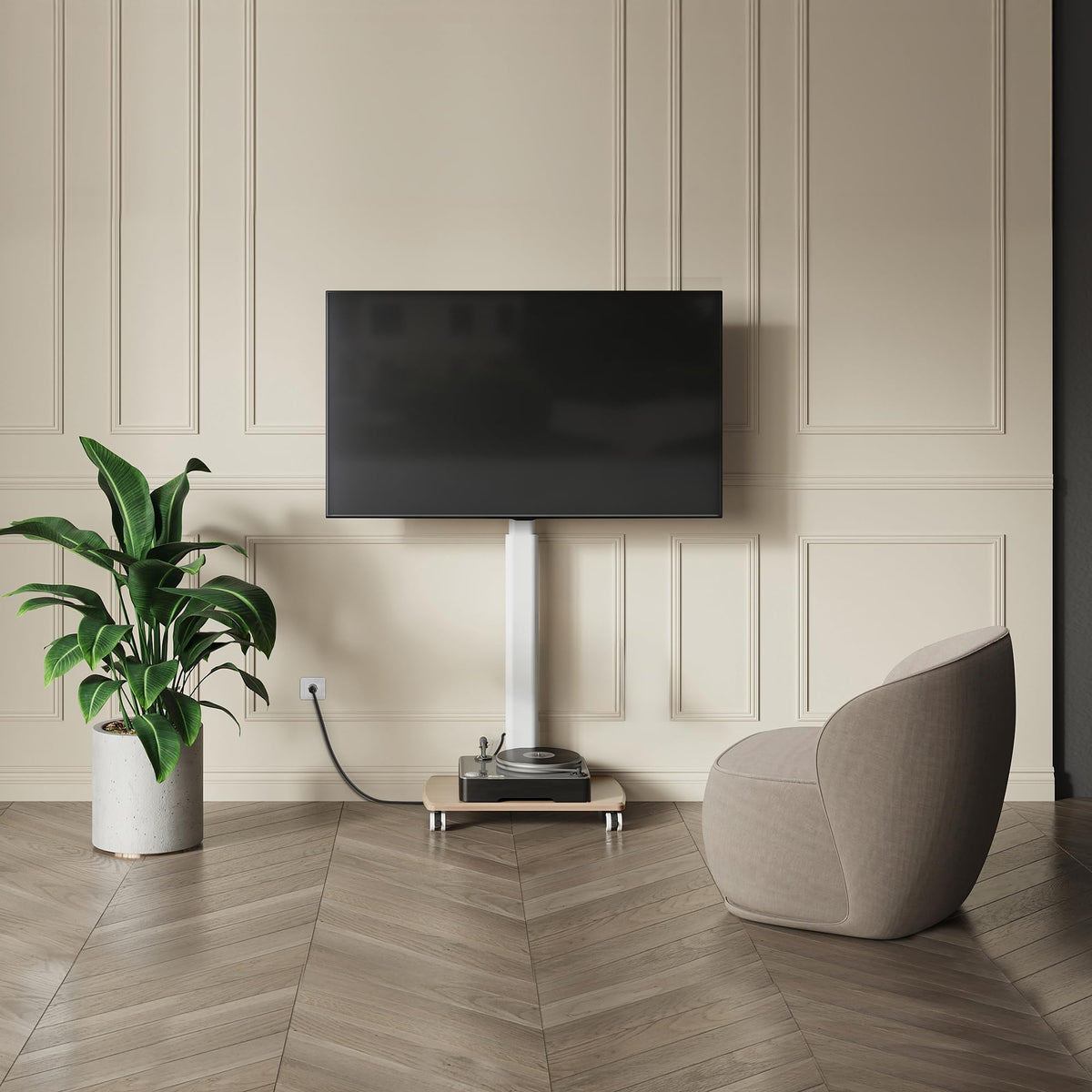 White Rolling TV Stand for 32-75 Inch TVs V492312