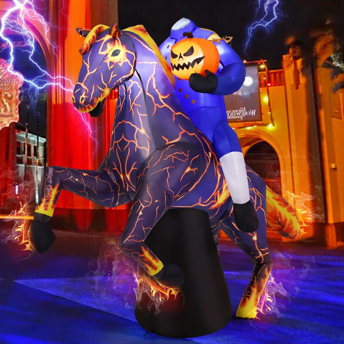 6FT Halloween Inflatables Headless Horseman with Built-in LEDs M146165