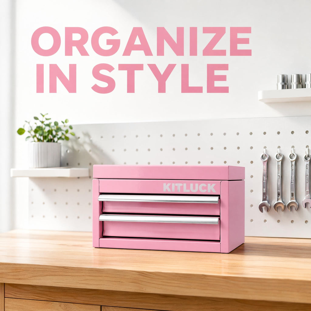 Pink 2-Drawer Metal Tool Box R7127