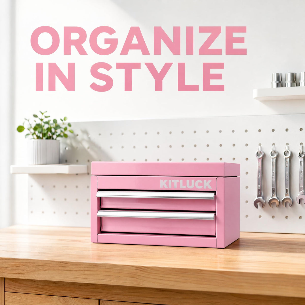 Pink 2-Drawer Metal Tool Box R7127