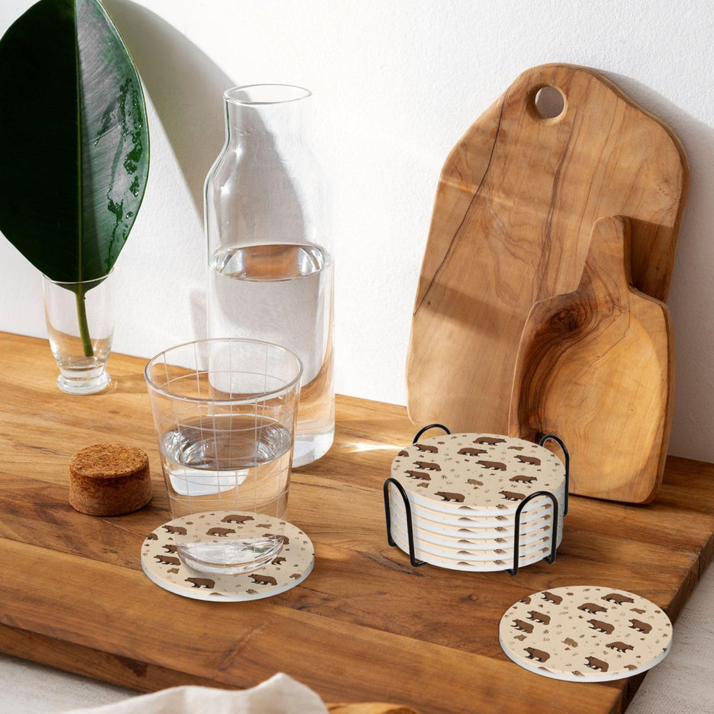 6-Piece Set of Absorbent Ceramic Coasters with Cork Backing M3687