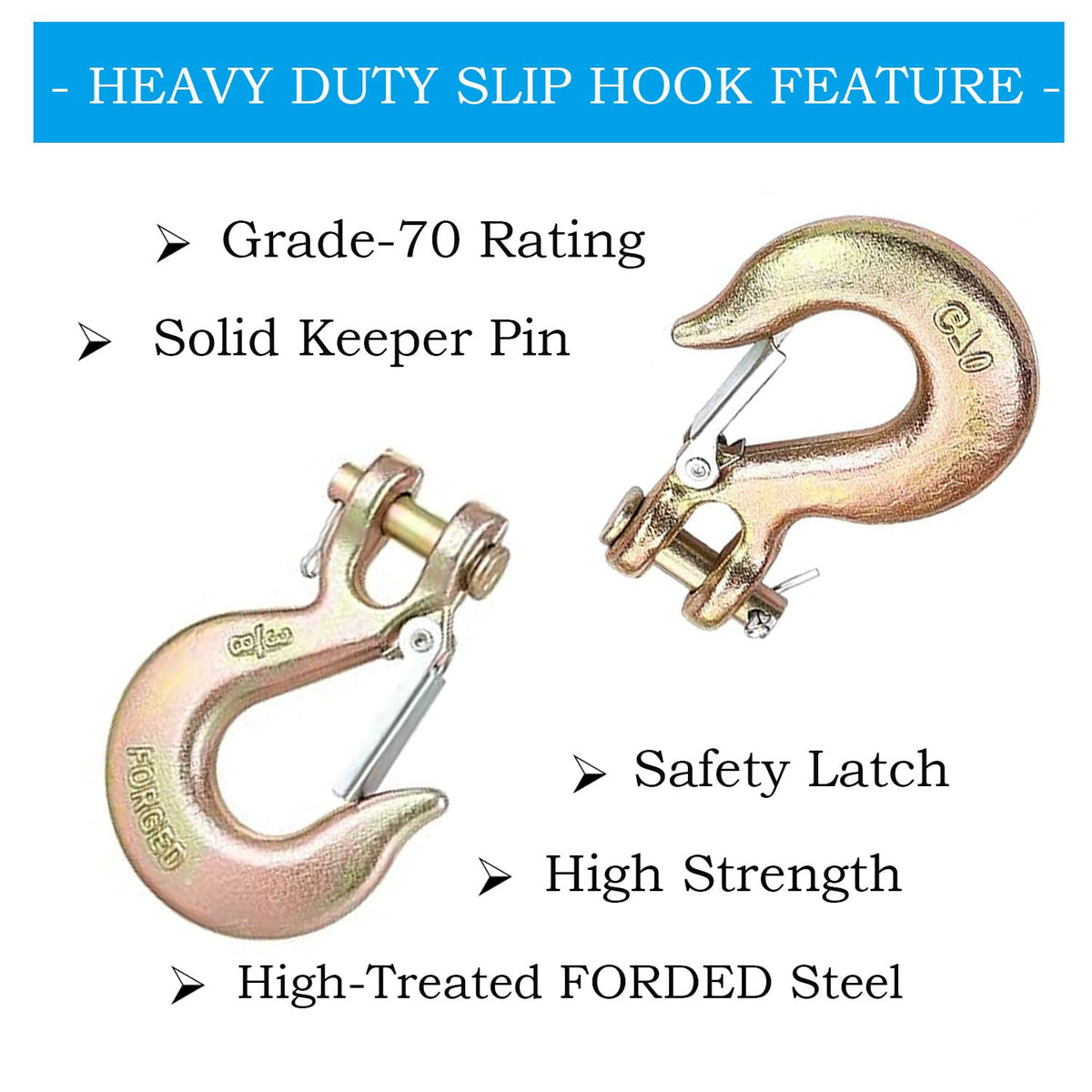 3/8 Inch Heavy Duty Forged Clevis Slip Hook with Safety Latch, 18,000 Lbs Capacity D360912