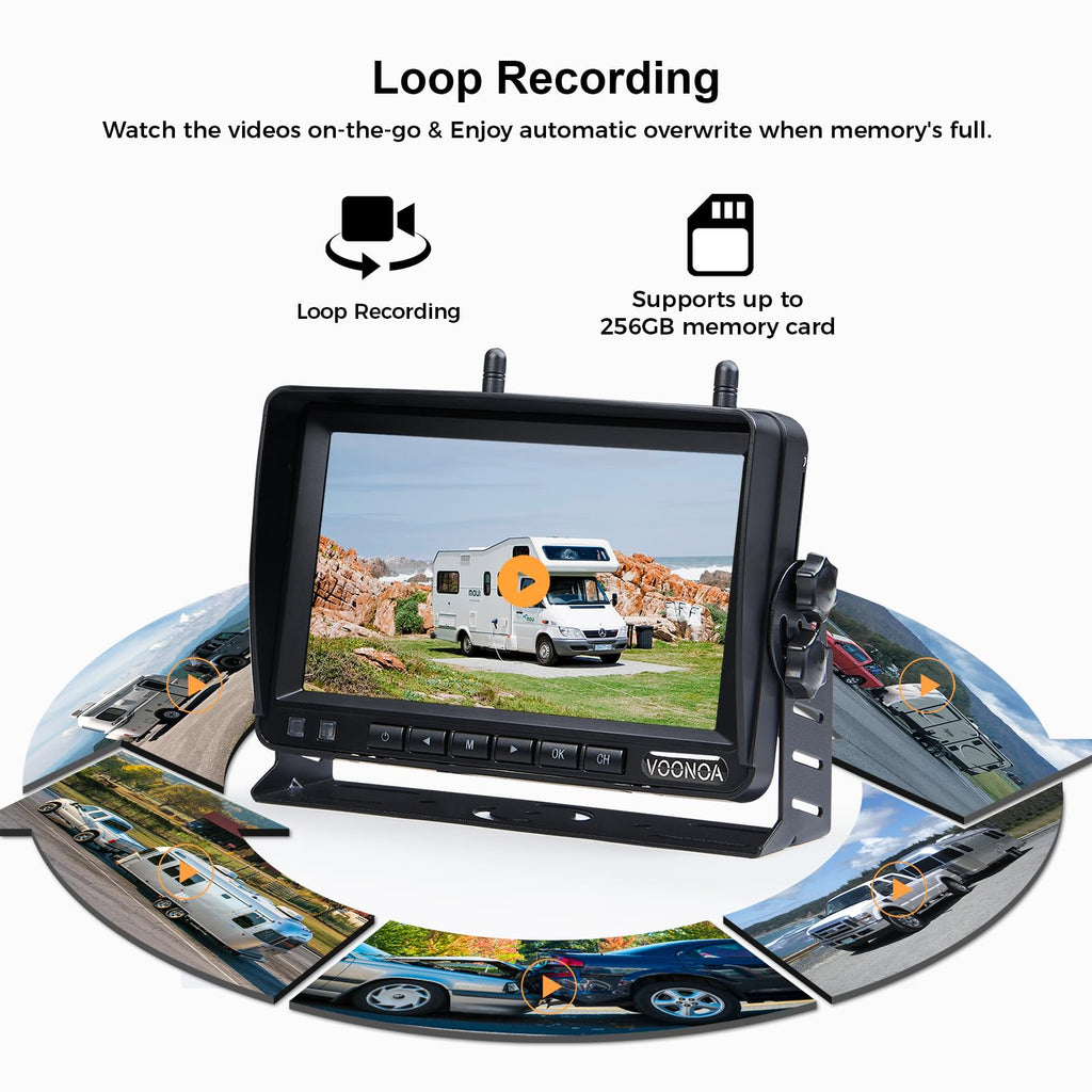 Magnetic Wireless Backup Camera with 7'' HD 1080P DVR Monitor System W139073