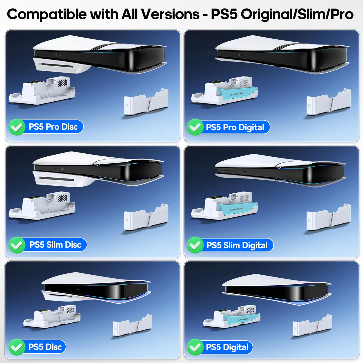 PS5 Horizontal Stand and Cooling Station with Controller Charging Station C872938