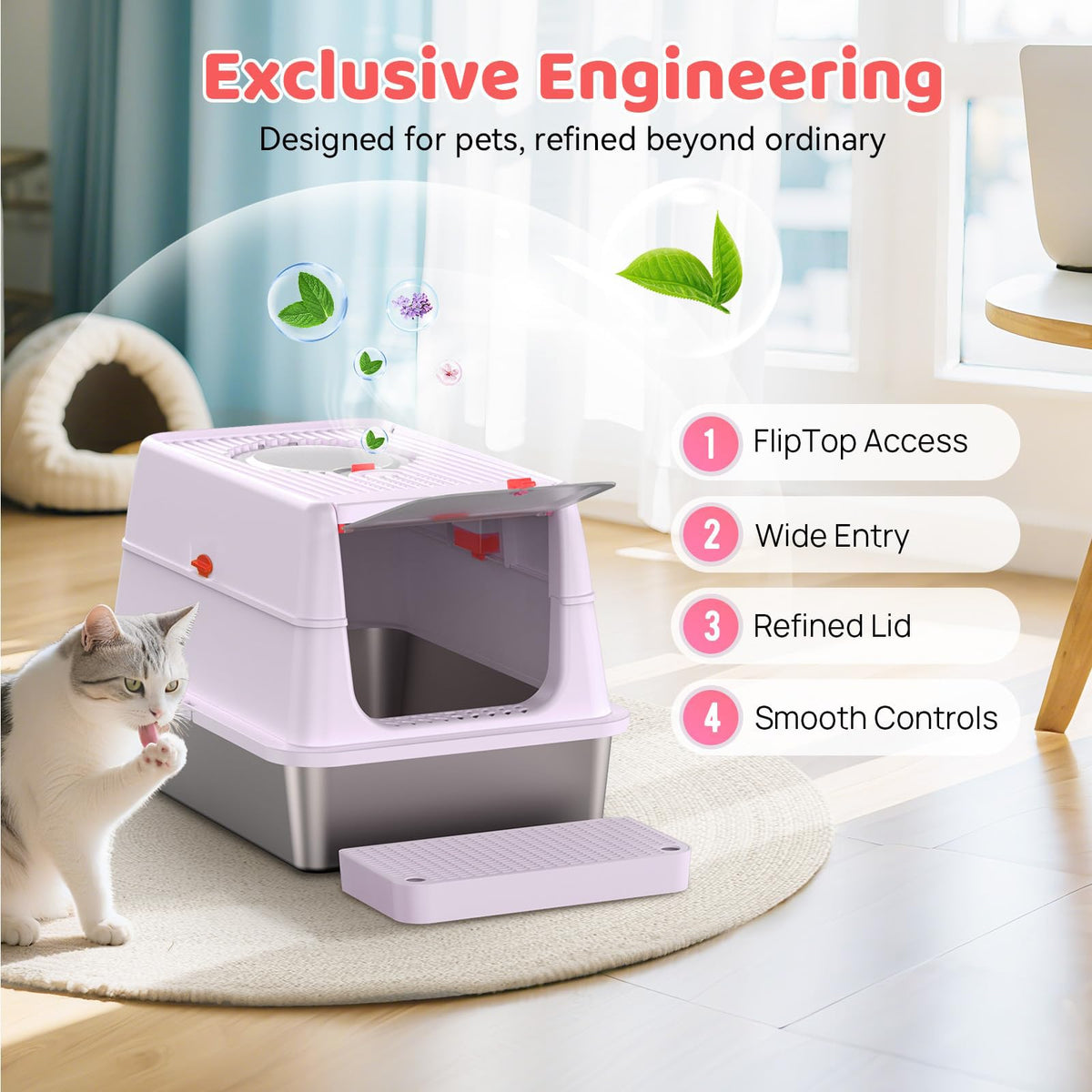 XL Stainless Steel Cat Litter Box with Lid W86488