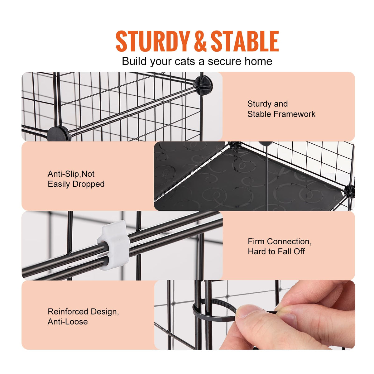 4-Tier Metal Wire Cat Cage with Hammock Ramp B6664