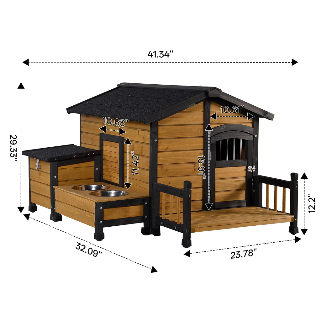 Large Wooden 2-Tier Rabbit Cage with Waterproof Roof T671392