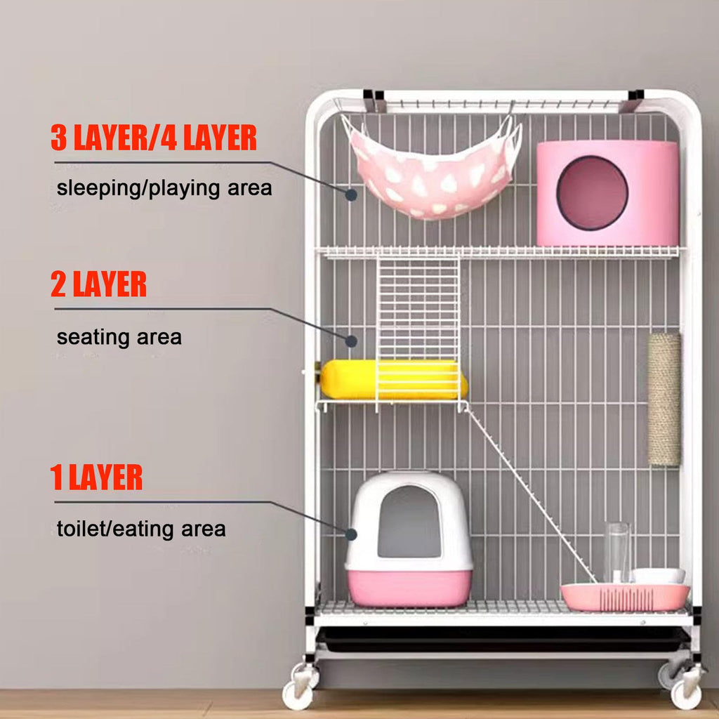 Small Animal Cage with Hammock, Pull Out Tray, Black B47138