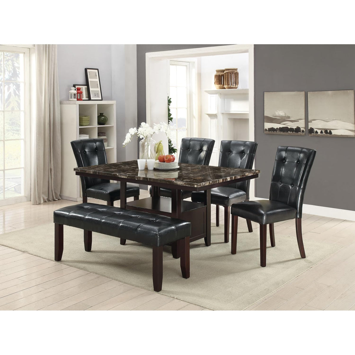 Black Faux Leather Parson Chairs Set of 2 H760897