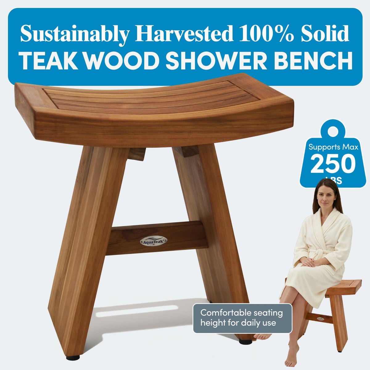 18" Teak Shower Bench P868100