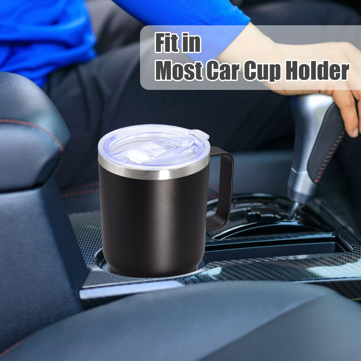 20 oz Black Tumbler with Handle and Lid Z386