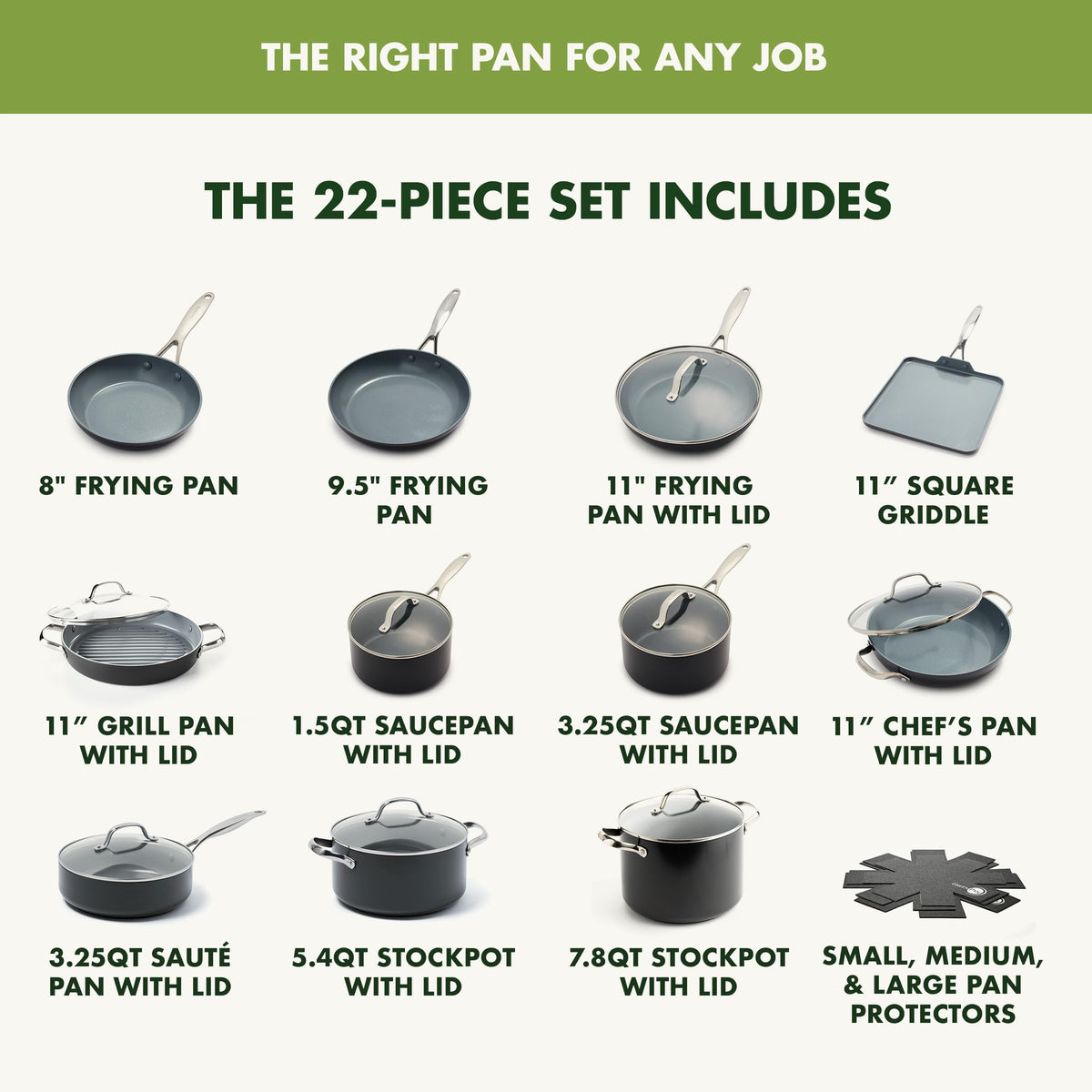 22 Piece Ceramic Nonstick Cookware Set Z927