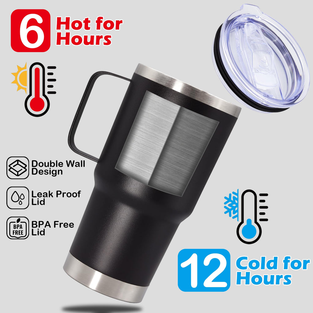 20 oz Black Tumbler with Handle and Lid Z386