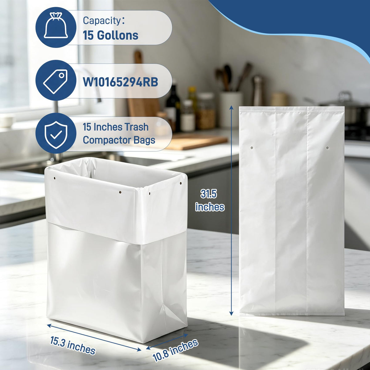 60-pack Trash Compactor Bags with Pre-punched Holes P31691