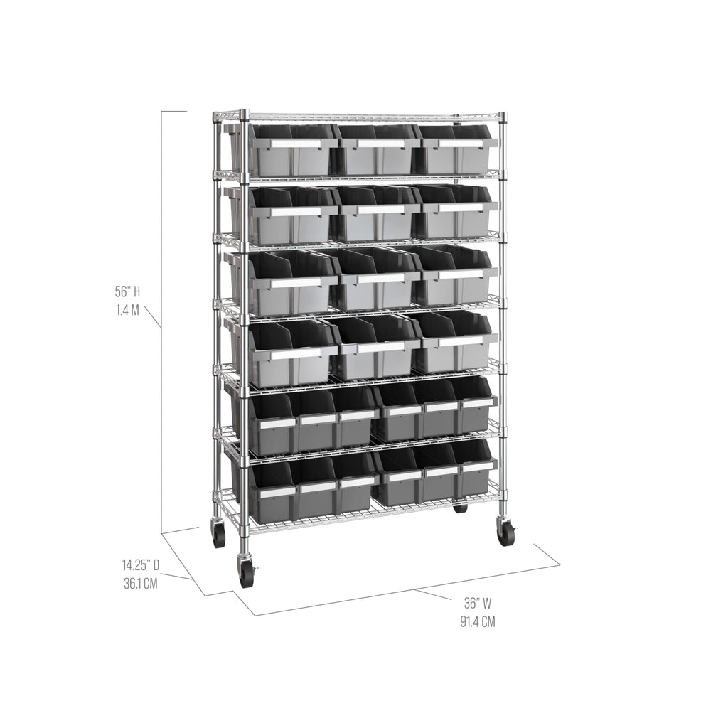 7-Tier 16-Bin Steel Wire Shelving Rack Y854