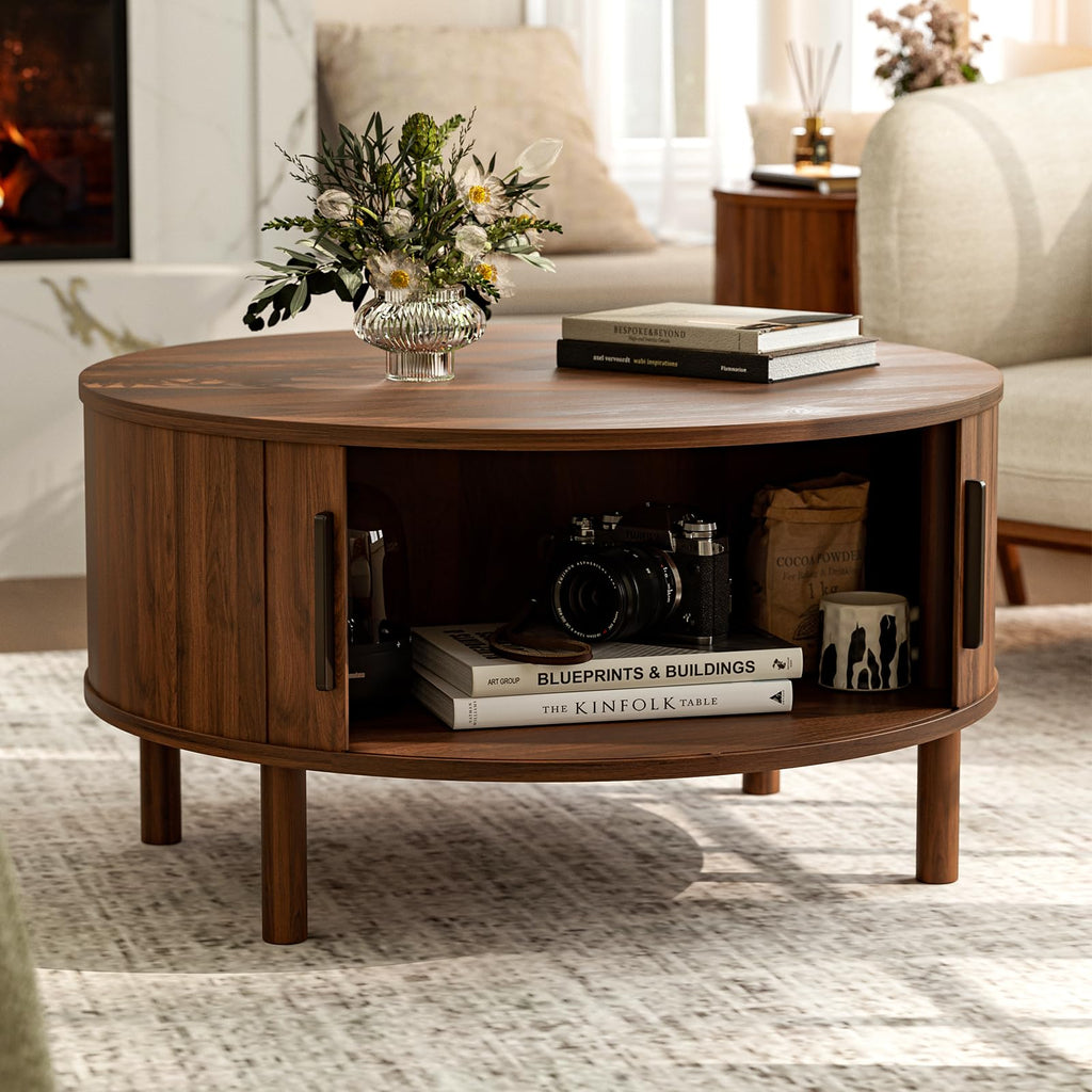 Round Coffee Table with Sliding Doors Z43058