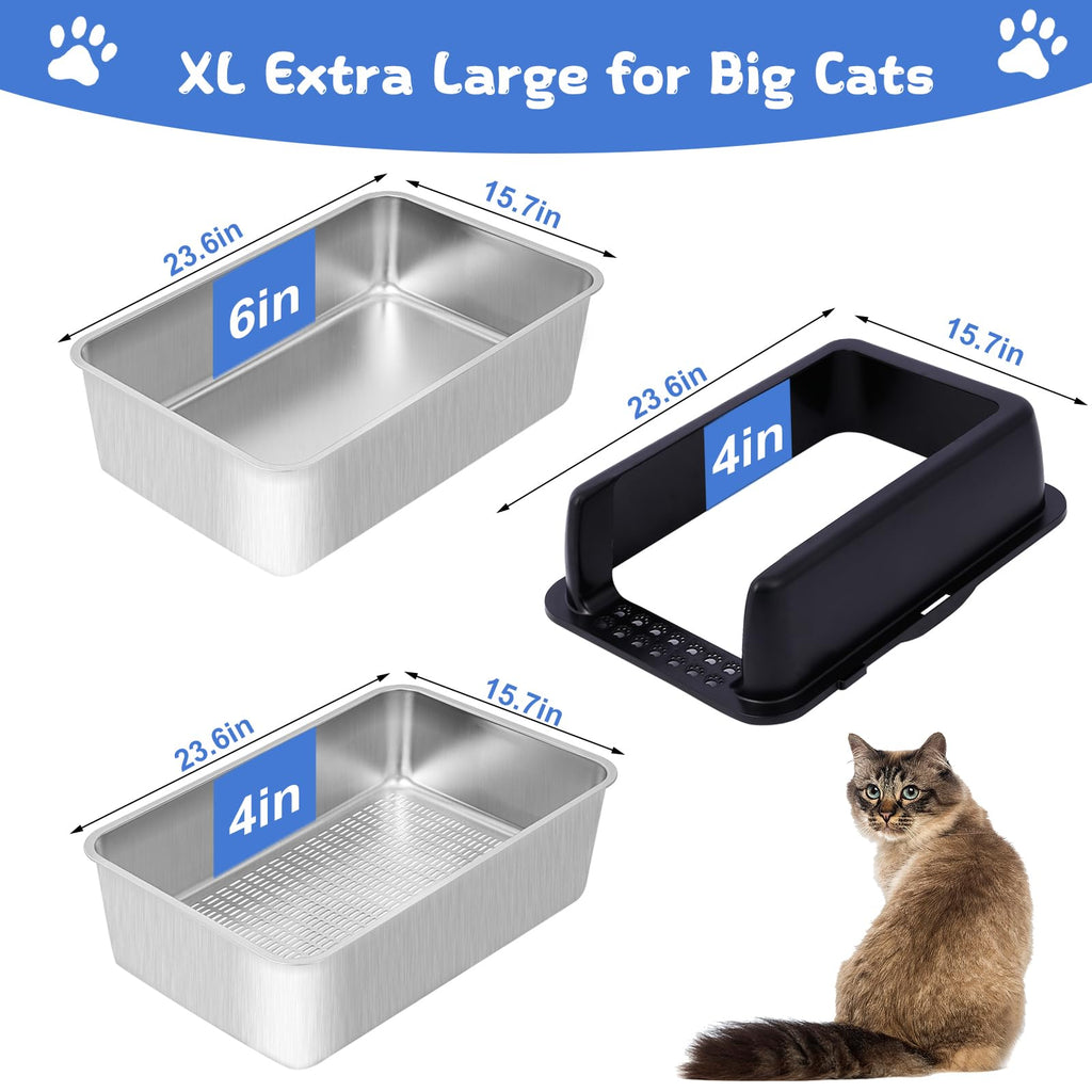 Stainless Steel Sifting Litter Box with Lid F331845