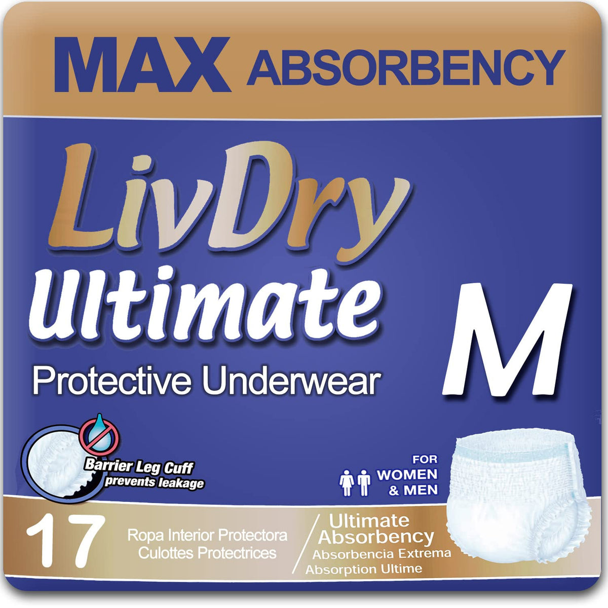 Adult Incontinence Underwear, Medium, 17-Pack H91483