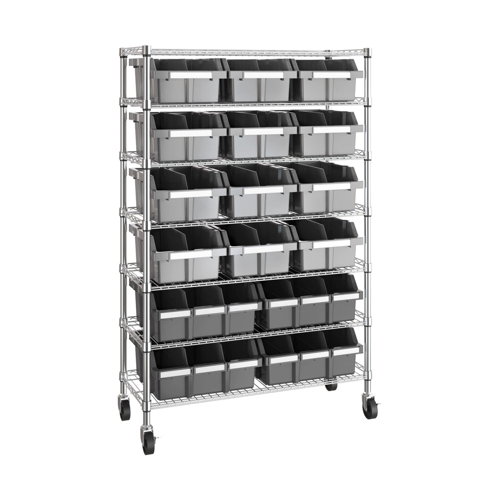 7-Tier 16-Bin Steel Wire Shelving Rack Y854
