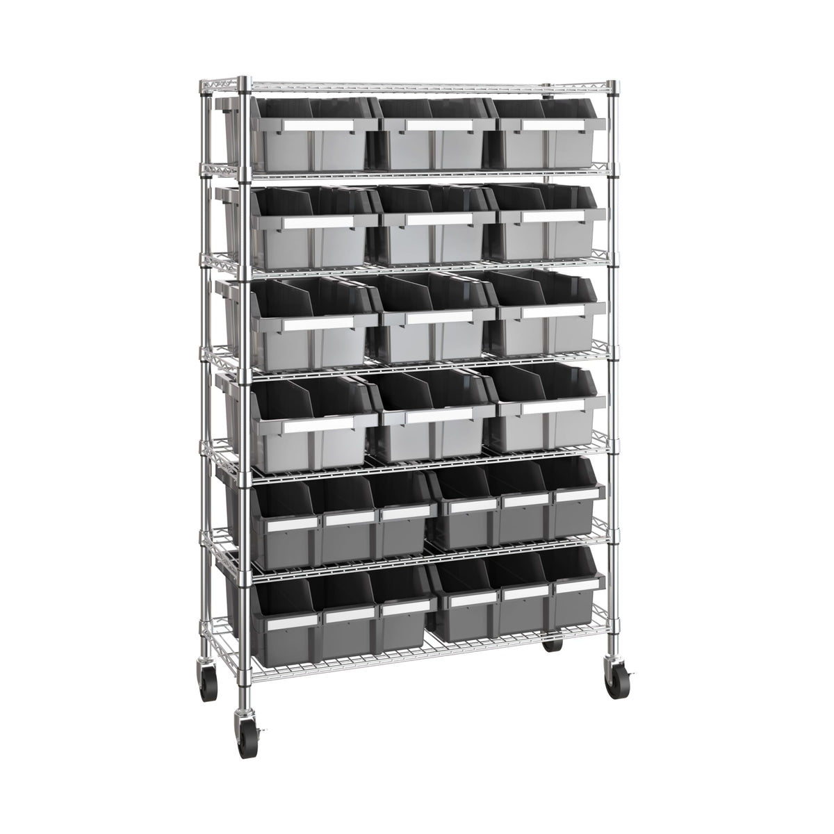 7-Tier 16-Bin Steel Wire Shelving Rack Y854