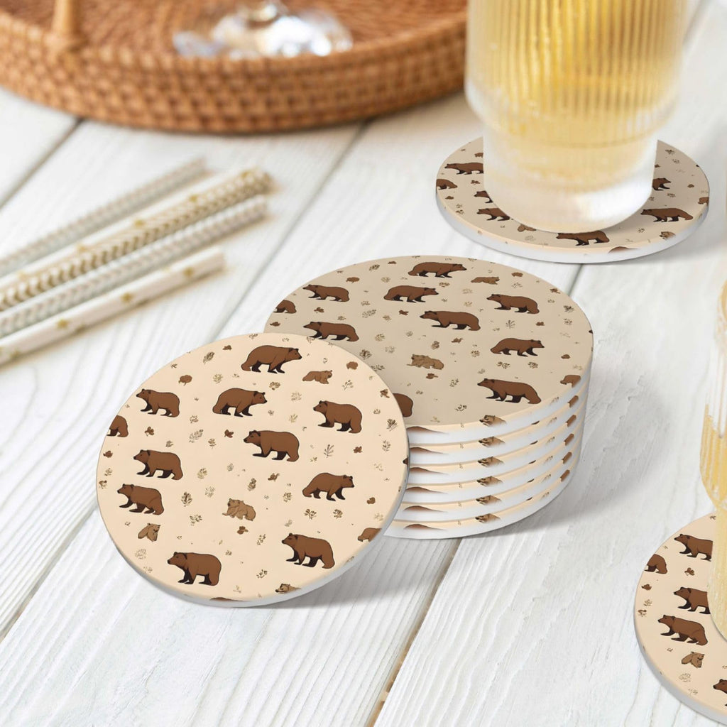 6-Piece Set of Absorbent Ceramic Coasters with Cork Backing M3687