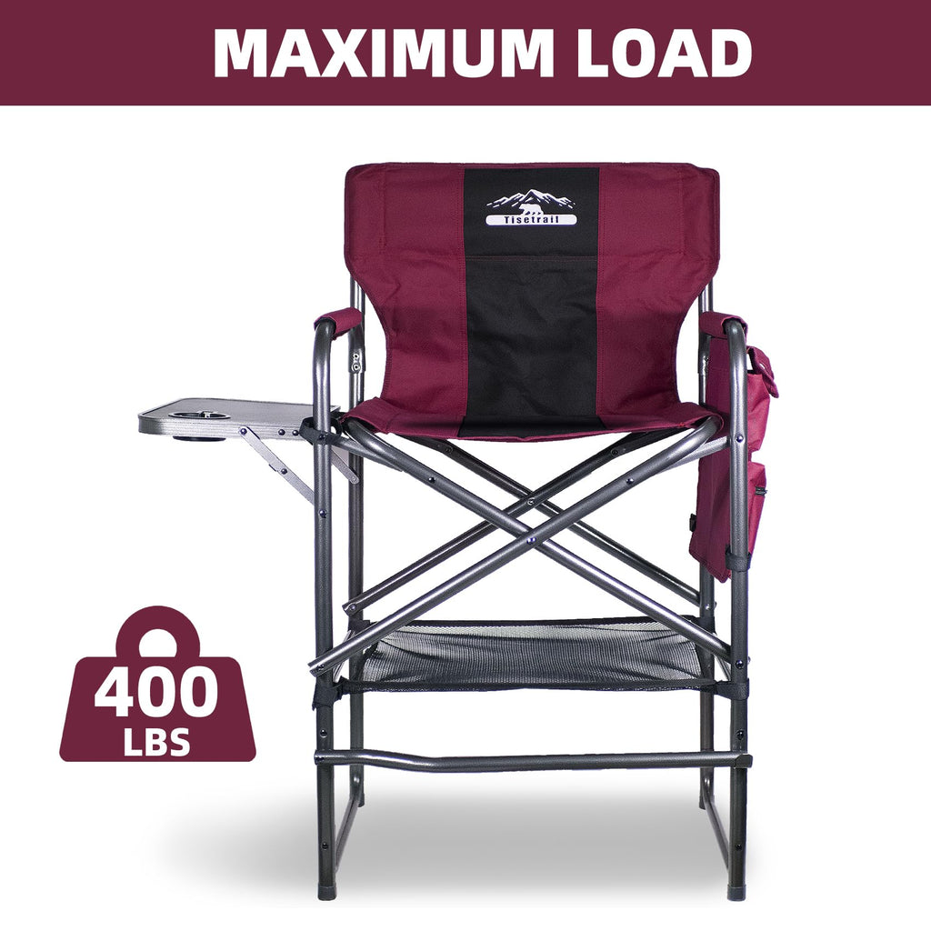 Wine Red Black Bar Height Folding Chair with Side Table Q16308