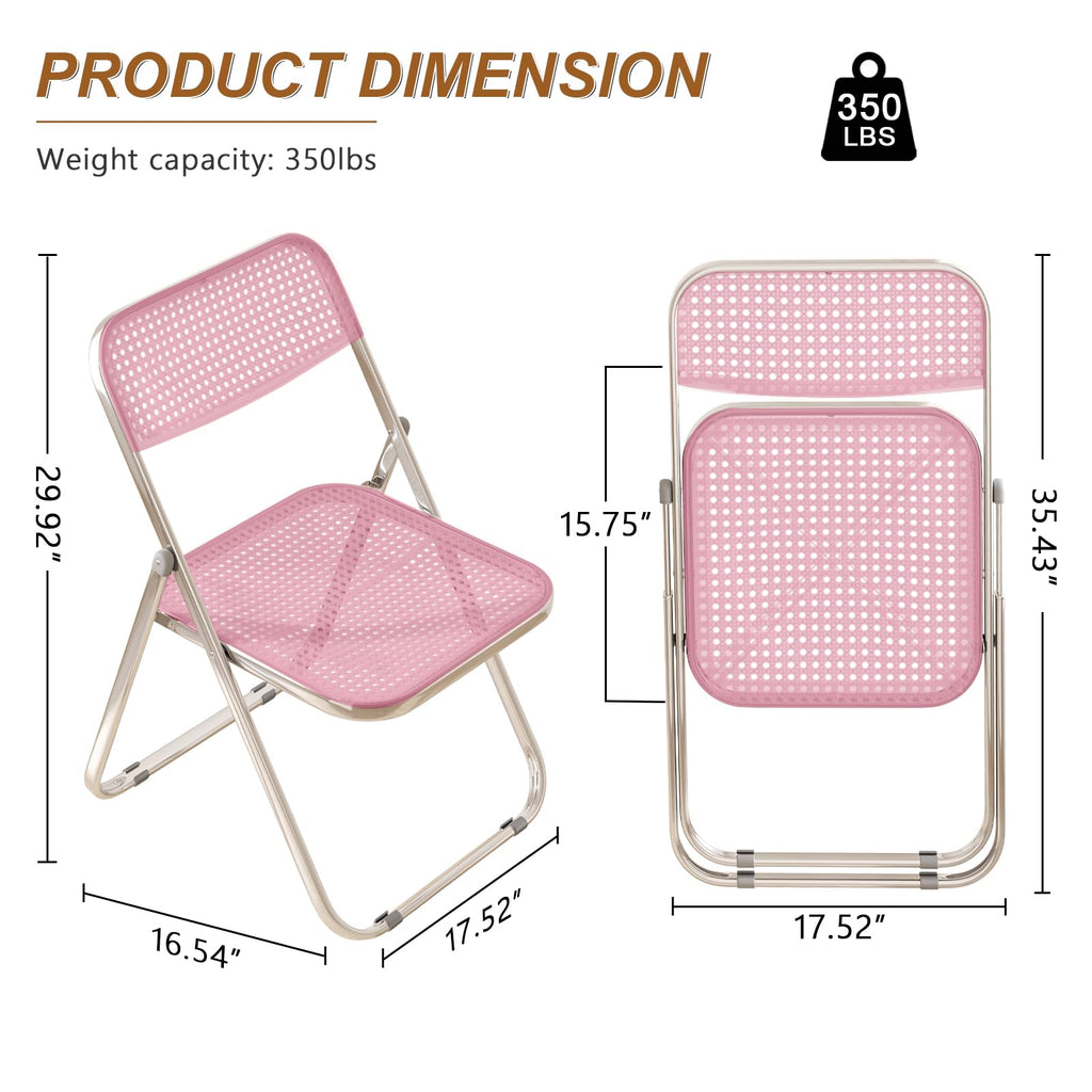 Folding Chairs 300lb Capacity Steel Frame 2-Pack Pink Y8691