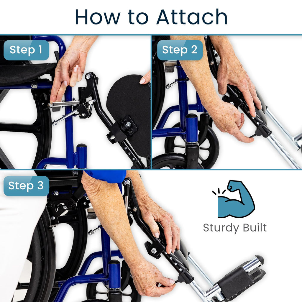Elevating Wheelchair Footrests with Padded Calf Pads (2 Pack) S927