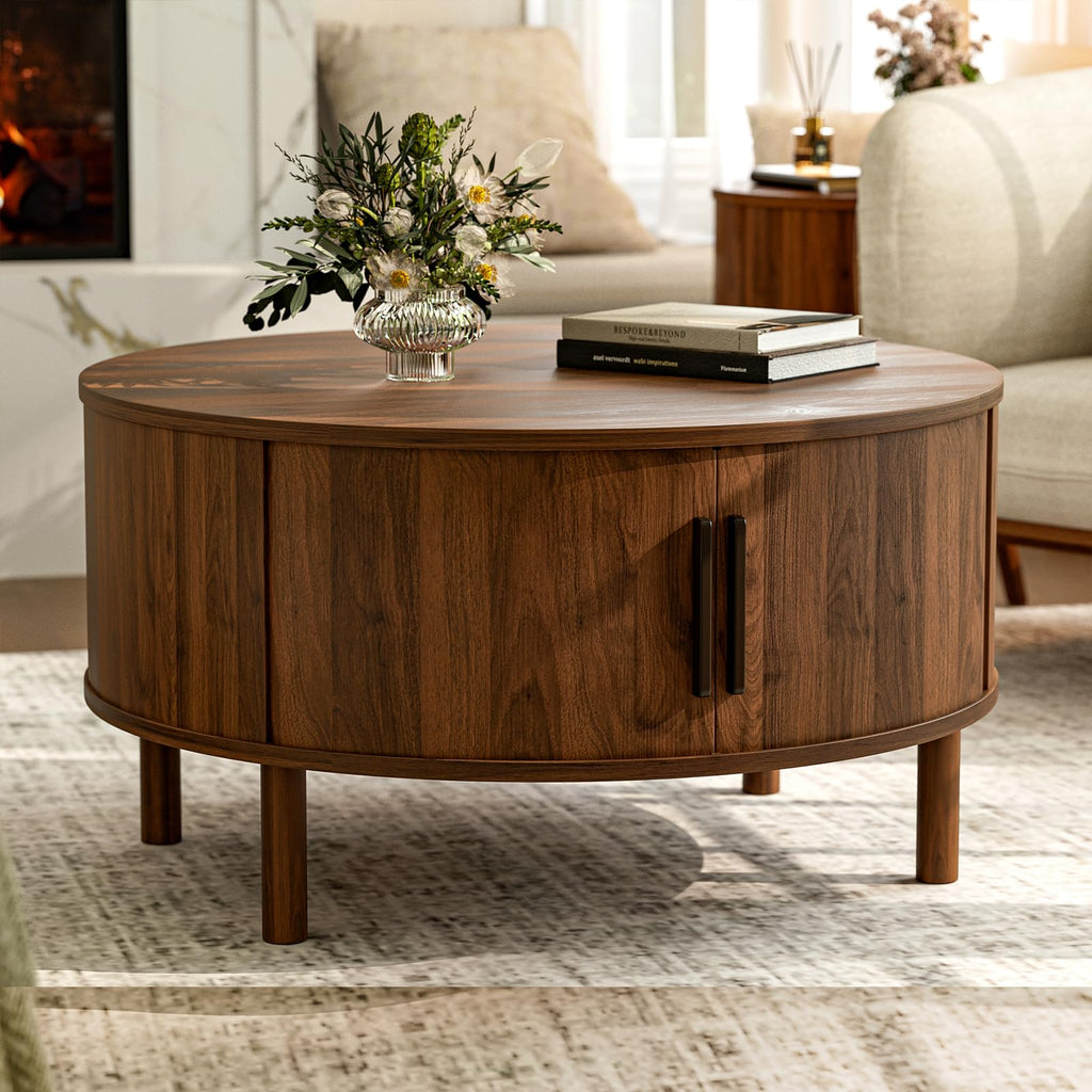 Round Coffee Table with Sliding Doors Z43058