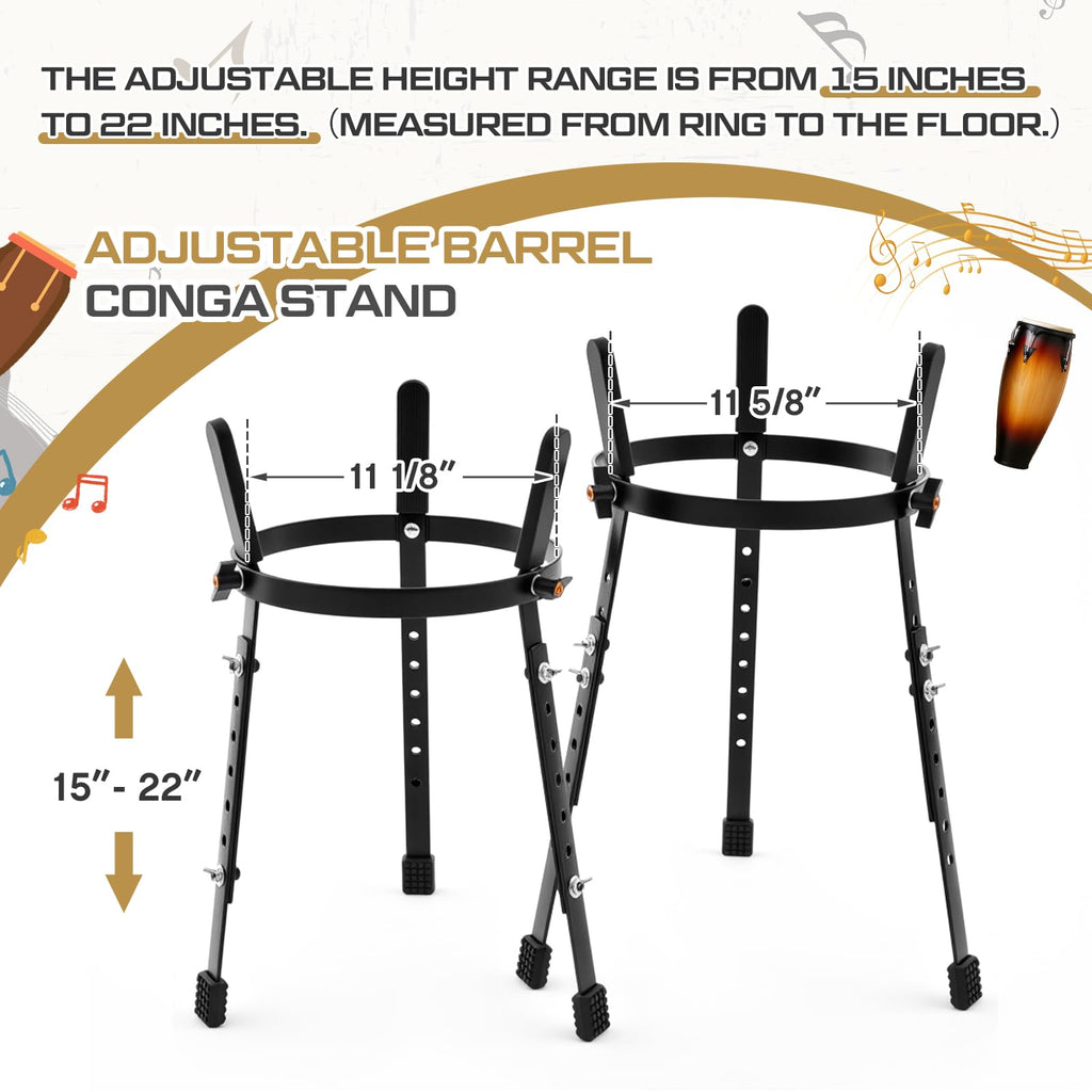 2 Pcs Black Adjustable Conga Drum Stand V97212