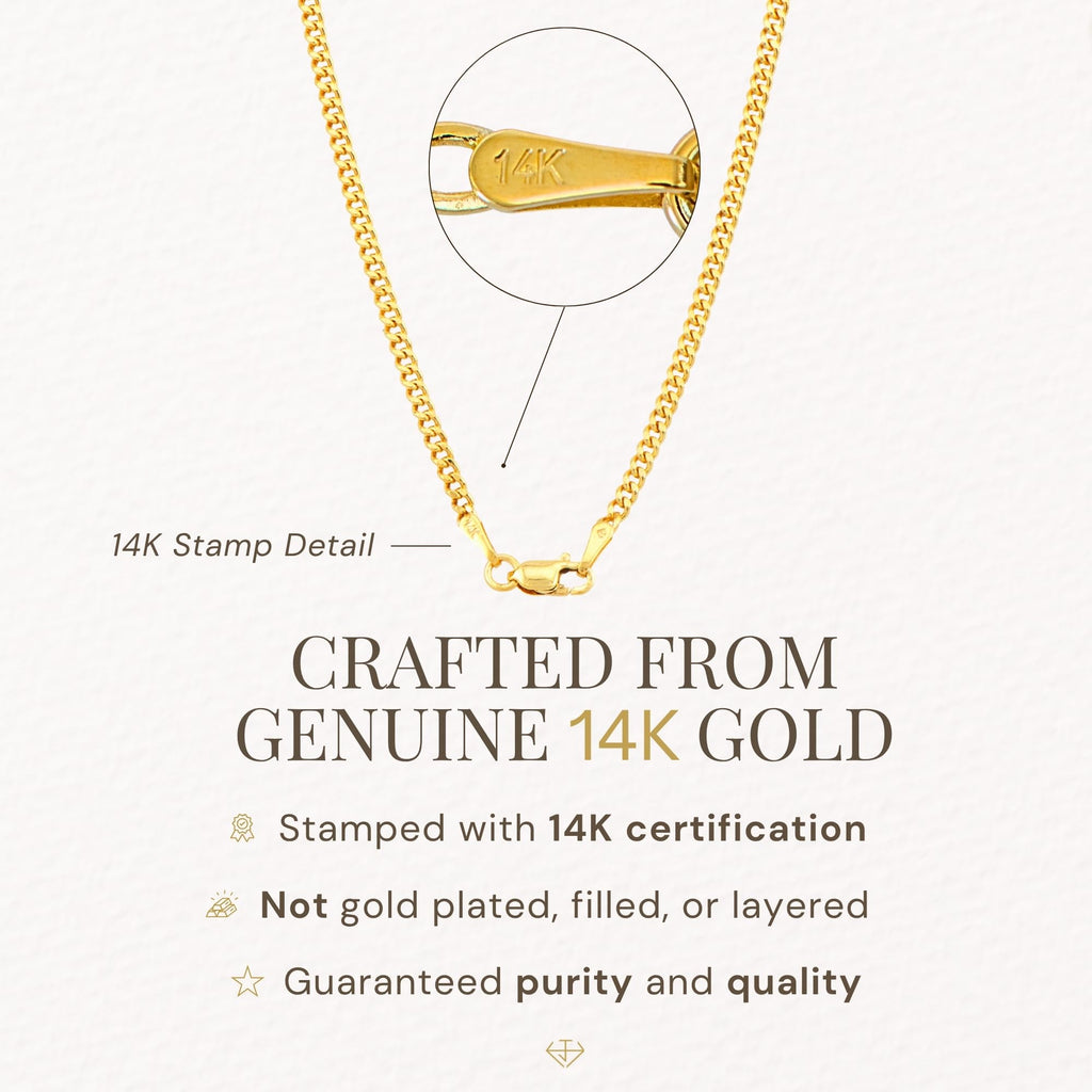 14K Gold Cuban Link Chain Necklace with Lobster Clasp V1230