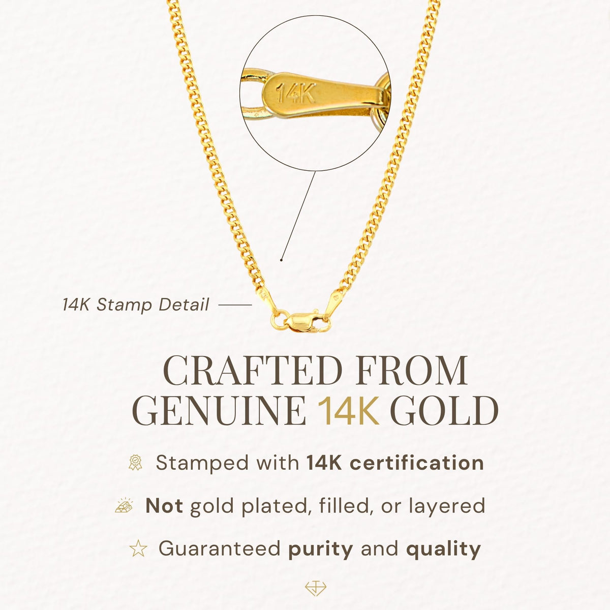 14K Gold Cuban Link Chain Necklace with Lobster Clasp V1230