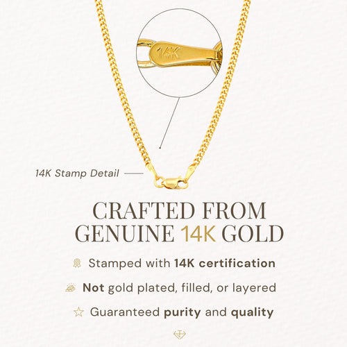 14K Gold Cuban Link Chain Necklace with Lobster Clasp V1230