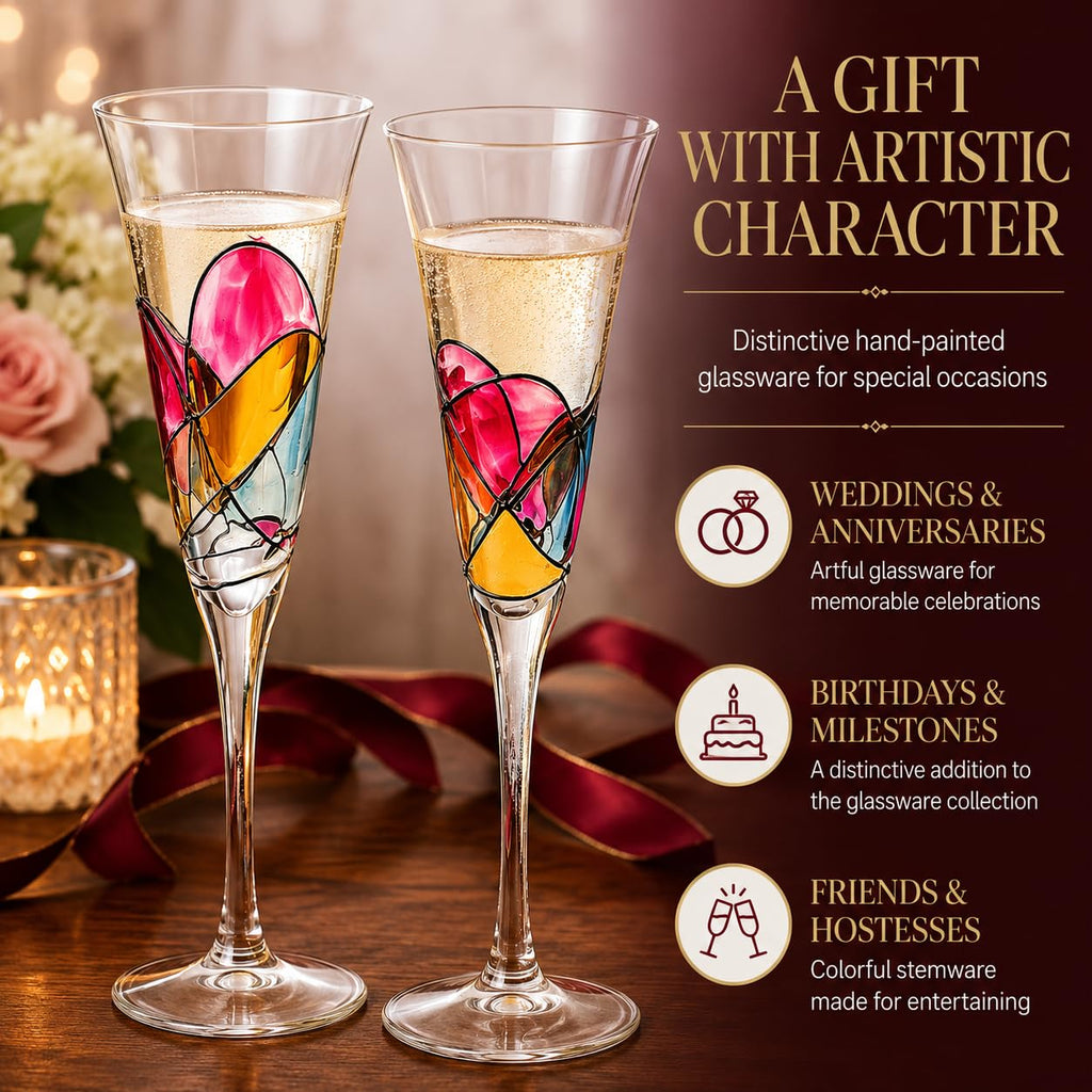 Hand Painted Martini Champagne Cocktail Glasses 2 Set R225