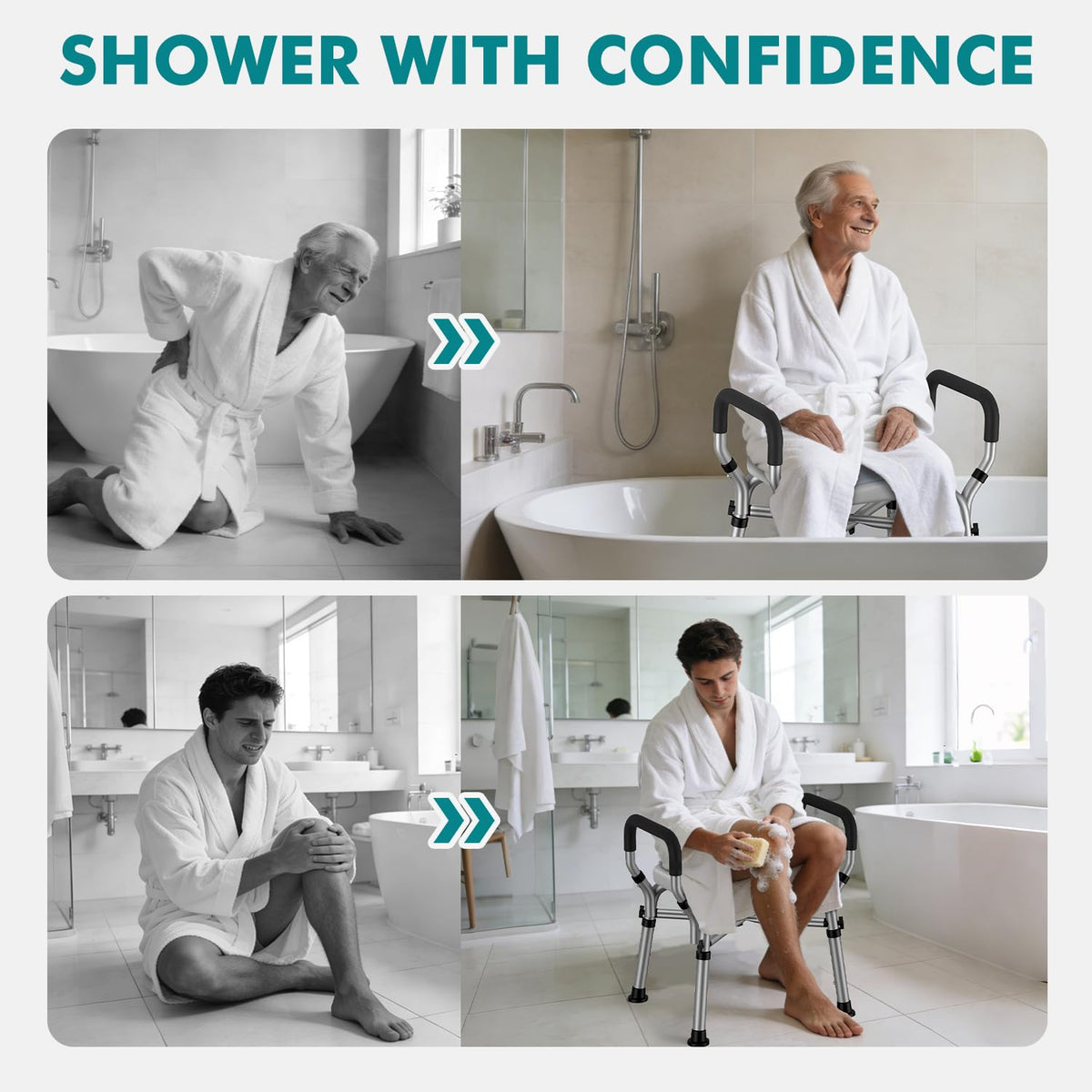 Shower Chair with Removable Arms and Back O5103