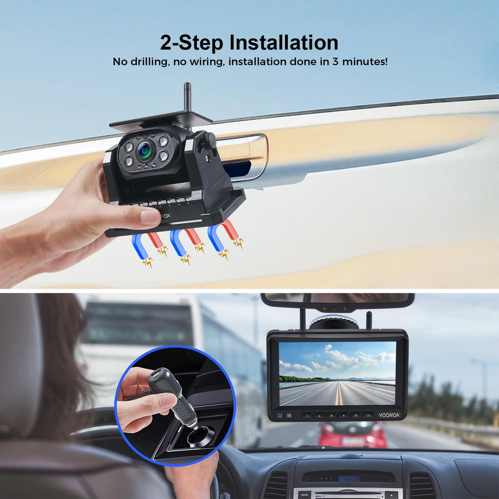 Magnetic Wireless Backup Camera with 7'' HD 1080P DVR Monitor System W139073