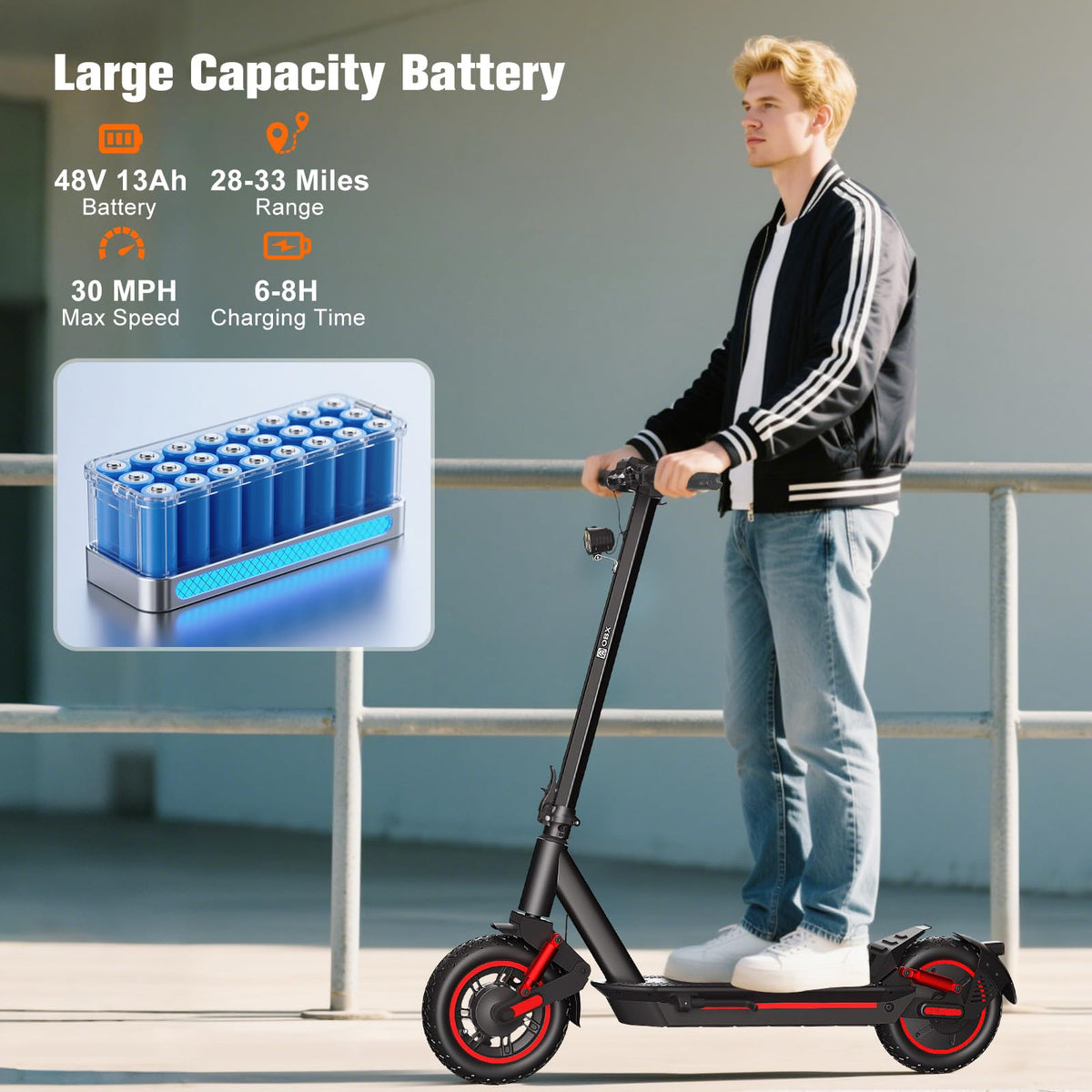 Electric Scooter for Adults, 1200W Motor, 30 MPH, 33 Miles Range, Foldable R5044