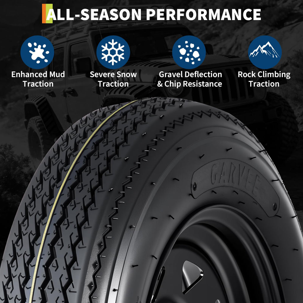 2-Pack Trailer Tire On Rim 5.30-12 4 Lug 12 in Wheels Load Range C Black F838904